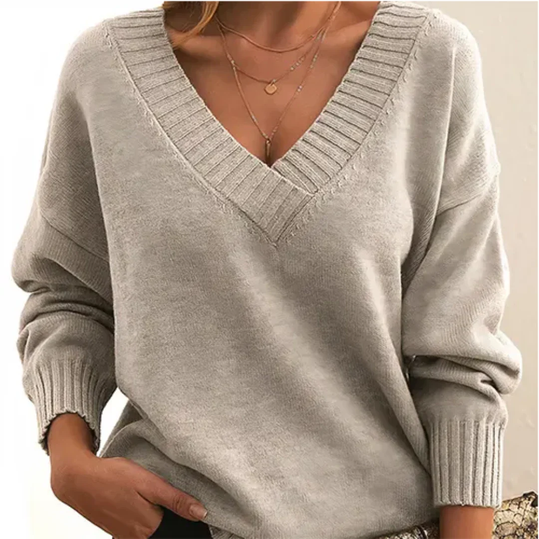 Emryna | Warm V Neck Knitted Sweater for Women