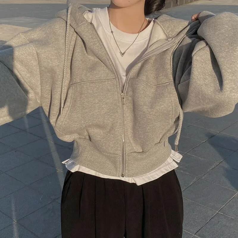 Oversized hoodie with zip for women