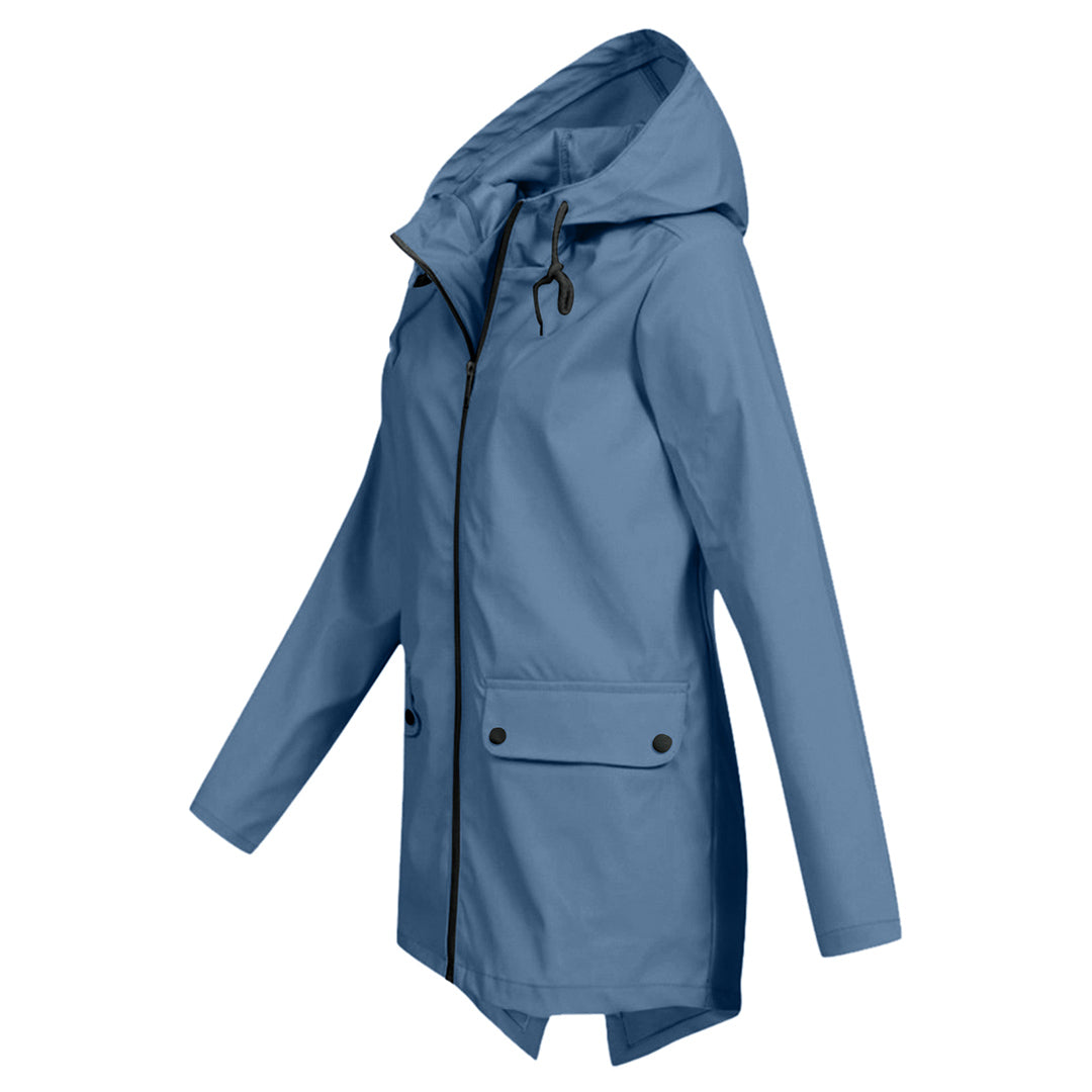 Long mackintosh with hood for women