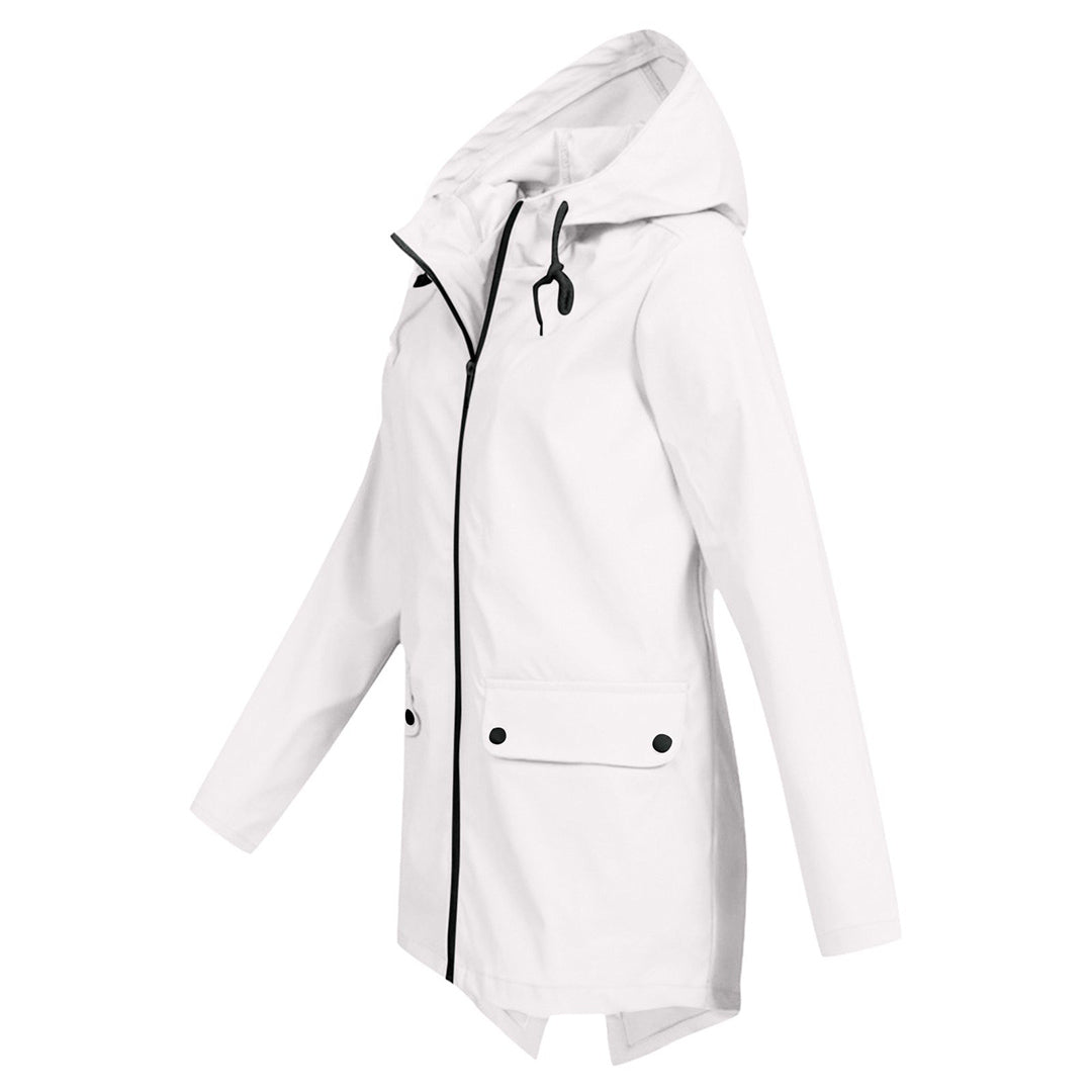 Long mackintosh with hood for women