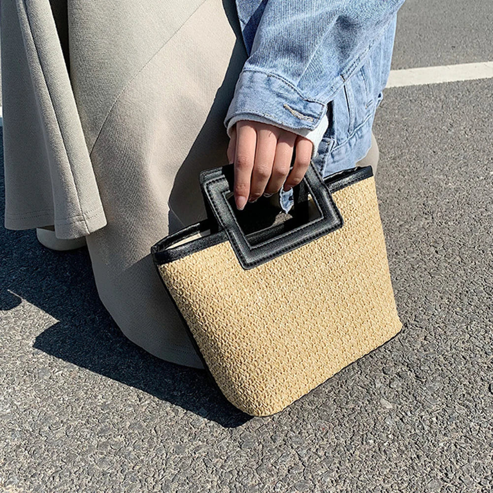 Chic textured clutch with eye-catching handle