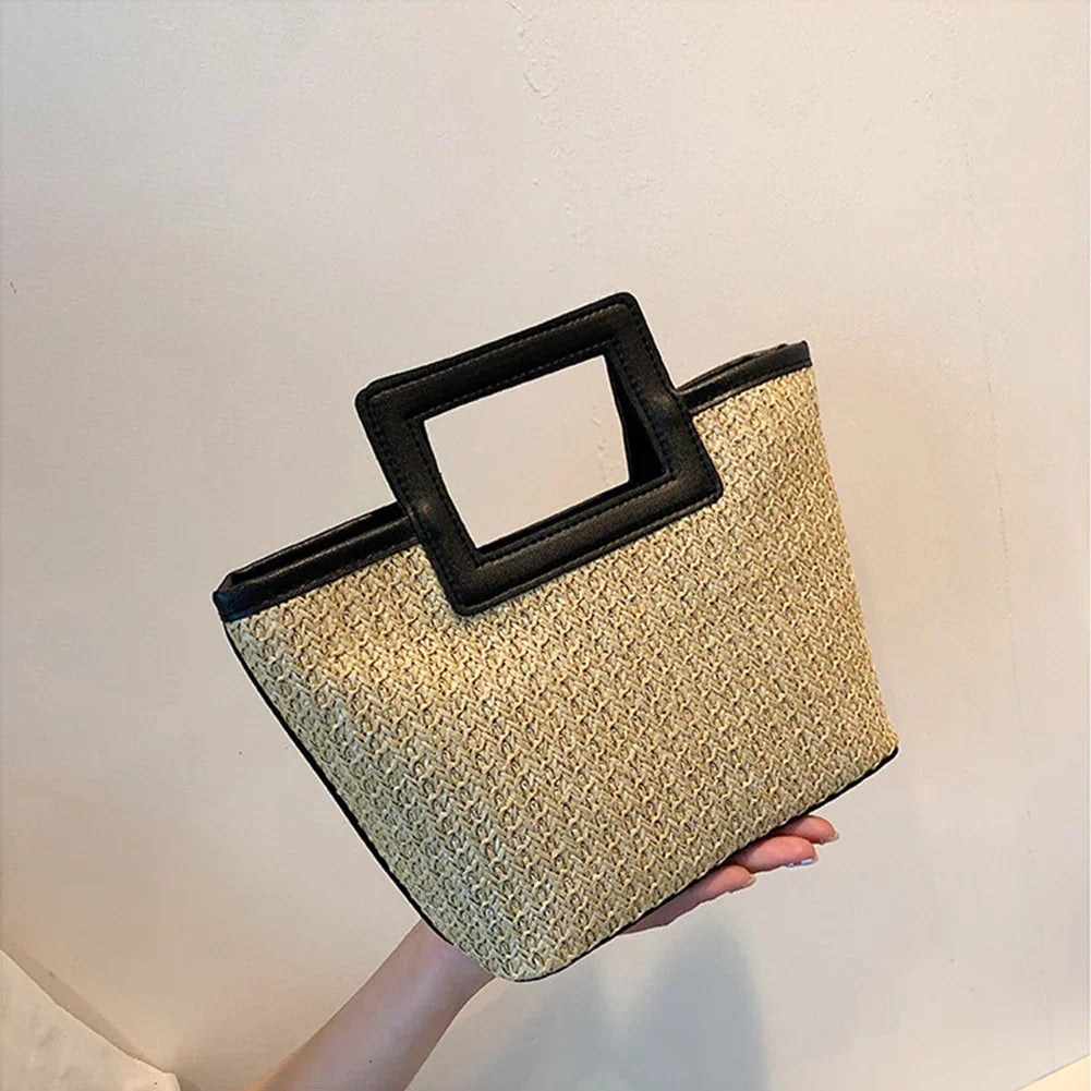 Chic textured clutch with eye-catching handle