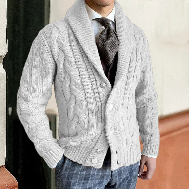 Warm men's cardigan for fall and winter