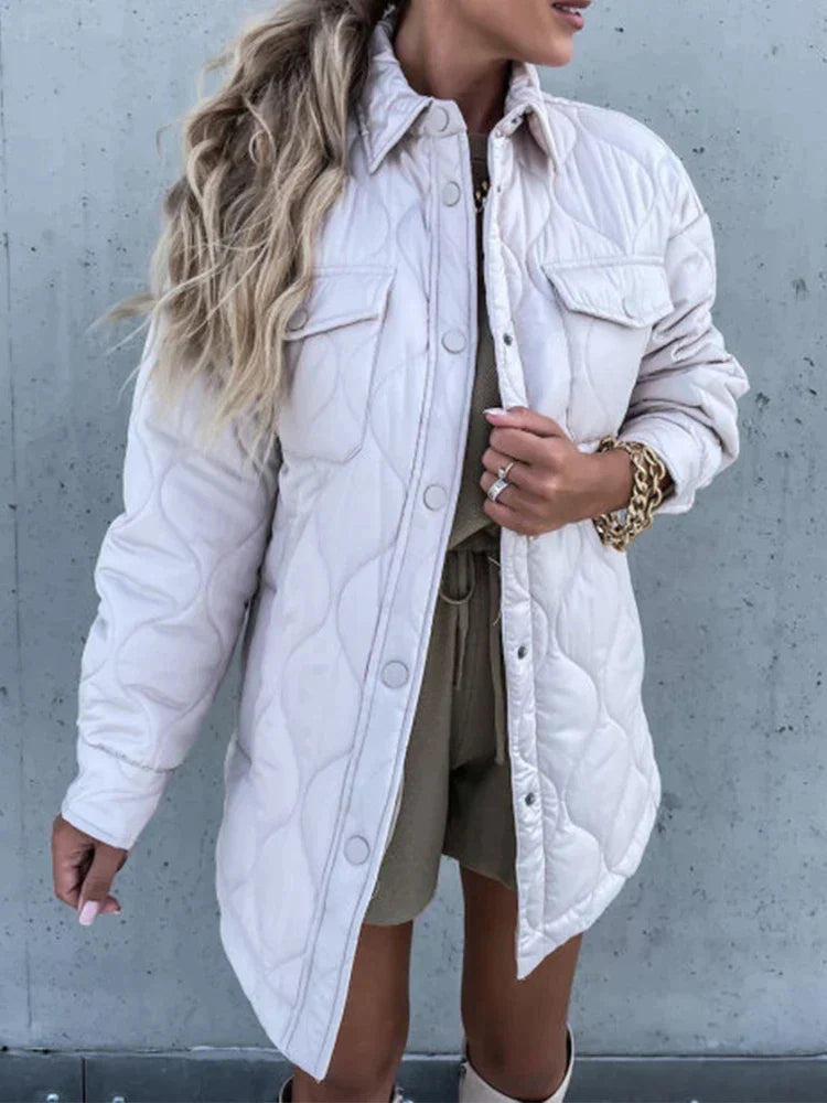 Elaina - Down Jacket with Checked Collar