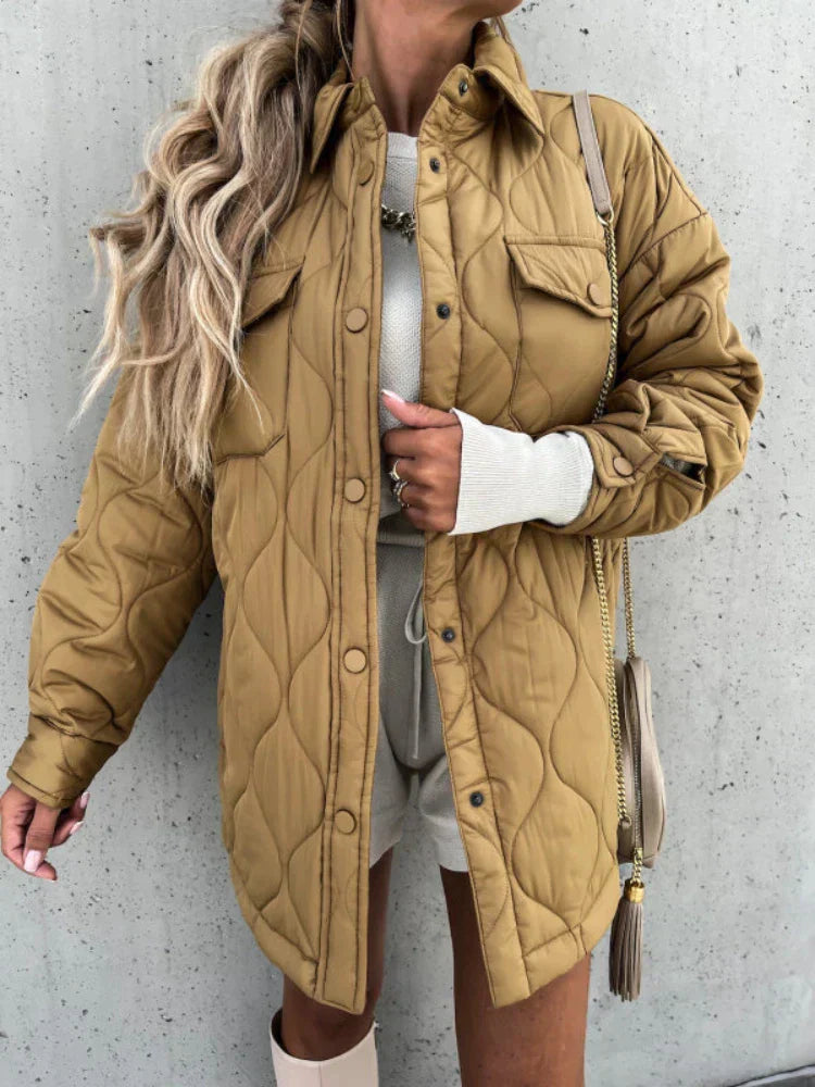 Elaina - Down Jacket with Checked Collar