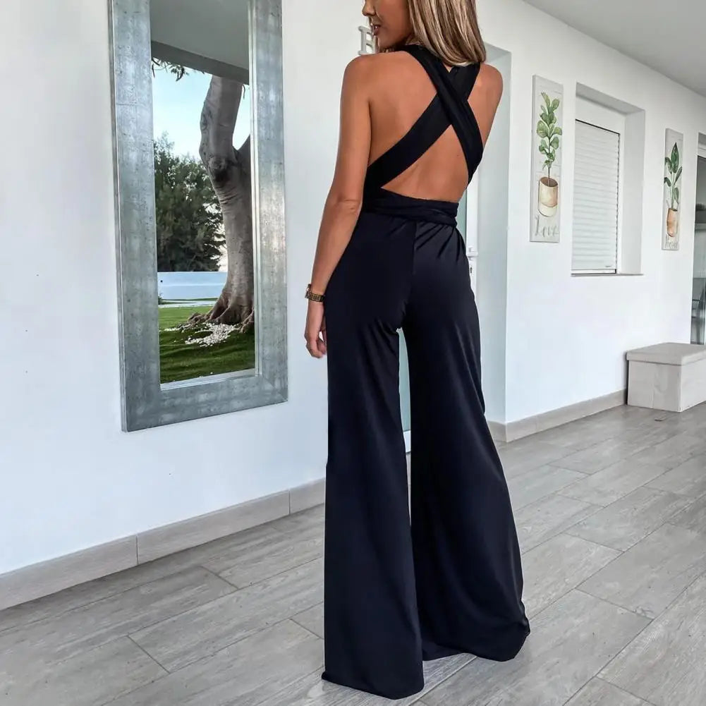 Elegant jumpsuit with cross back