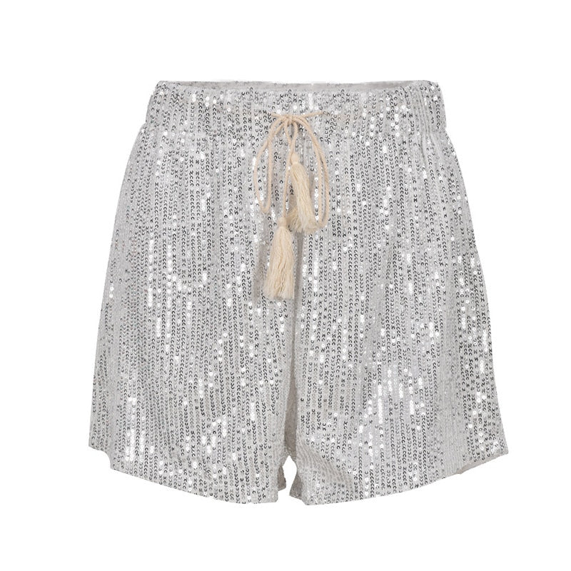 Elastic Paillettes Glitter Shorts