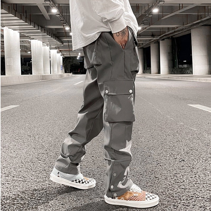 Utility cargo trousers with oversized pockets