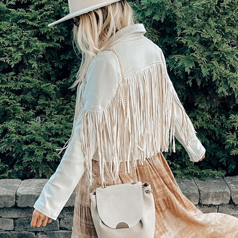 Suede jacket with fringes