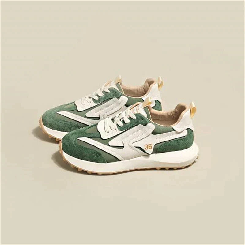 Fashionable chunky trainers with contrasting textures