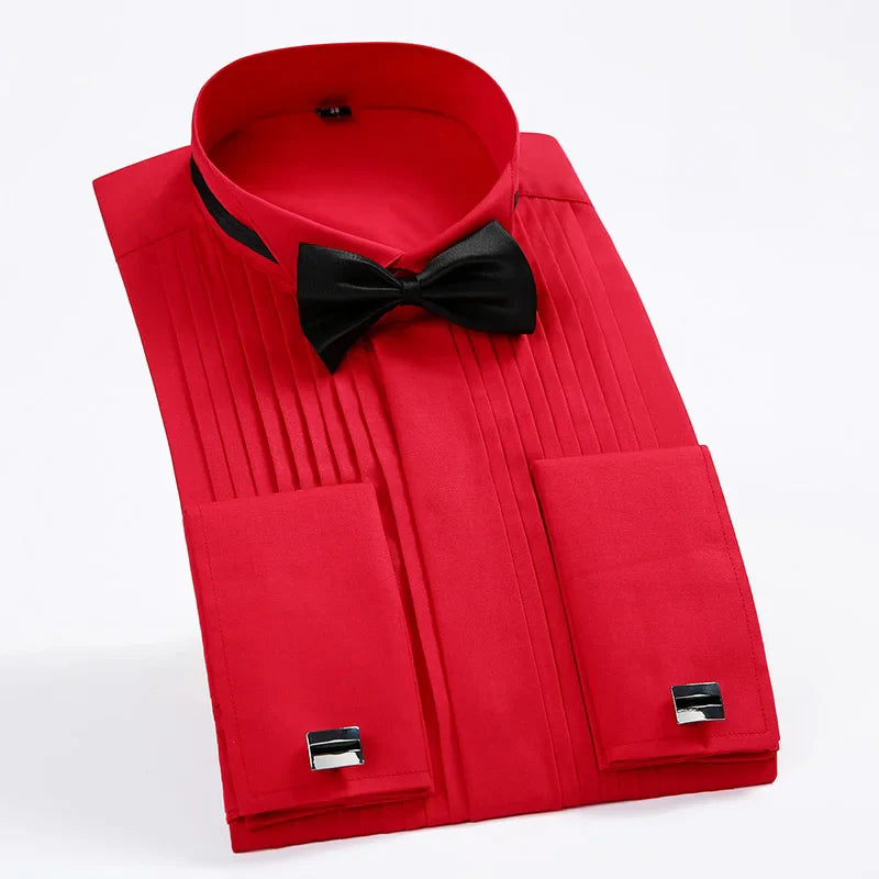 Wingtip Collar Tuxedo Shirt with Bow Tie - Men's Formal Wedding & Event Wear