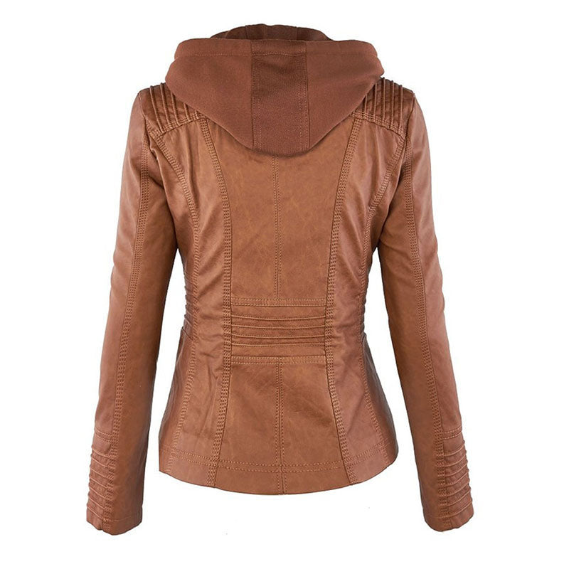 Ladies hooded jacket: Basic PU jacket