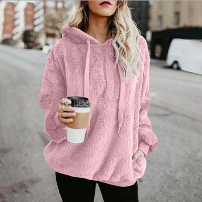 Ladies Sherpa Hoodie | Oversized Fleece | Hooded Sweater | Loose Fluffy Coat