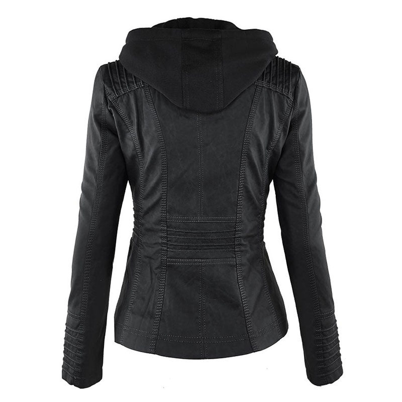 Ladies hooded jacket: Basic PU jacket