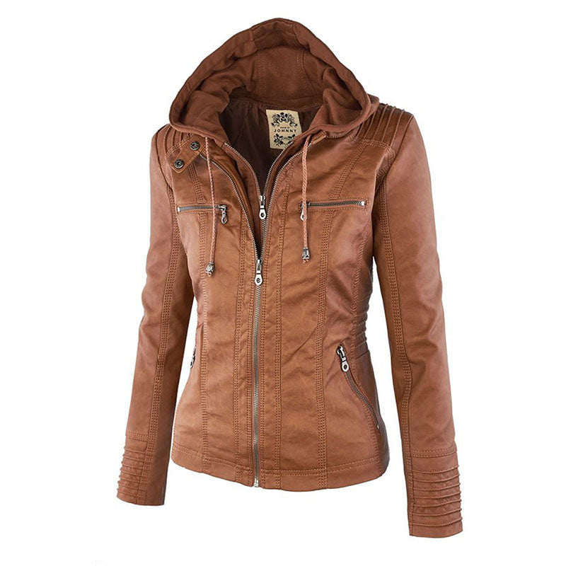 Ladies hooded jacket: Basic PU jacket