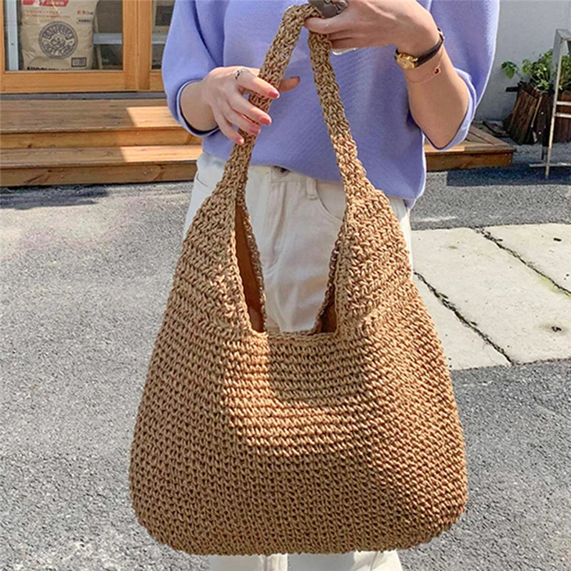 Large woven shoulder bag for women