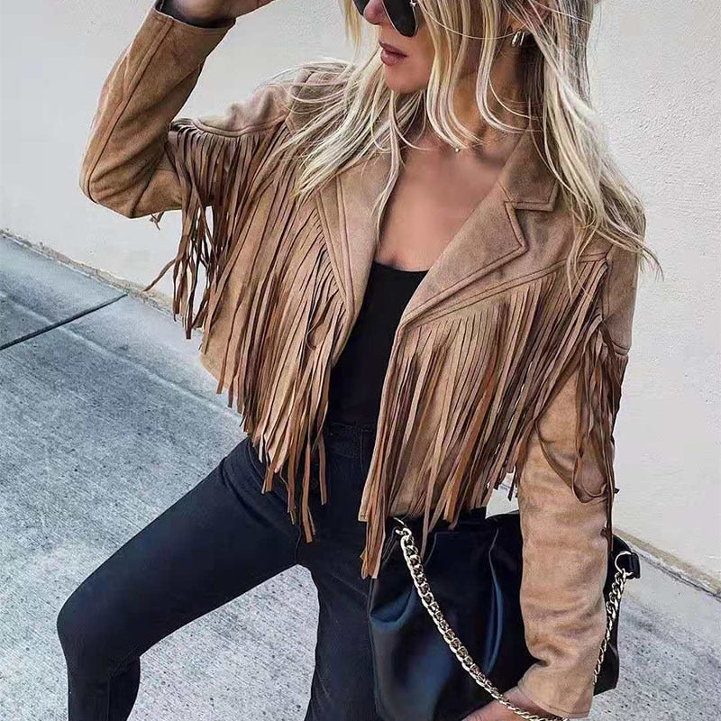 Suede jacket with fringes