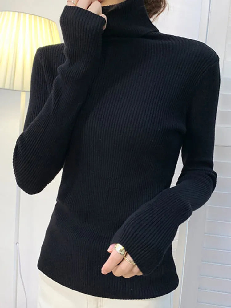 Women's autumn turtleneck knitted jumper