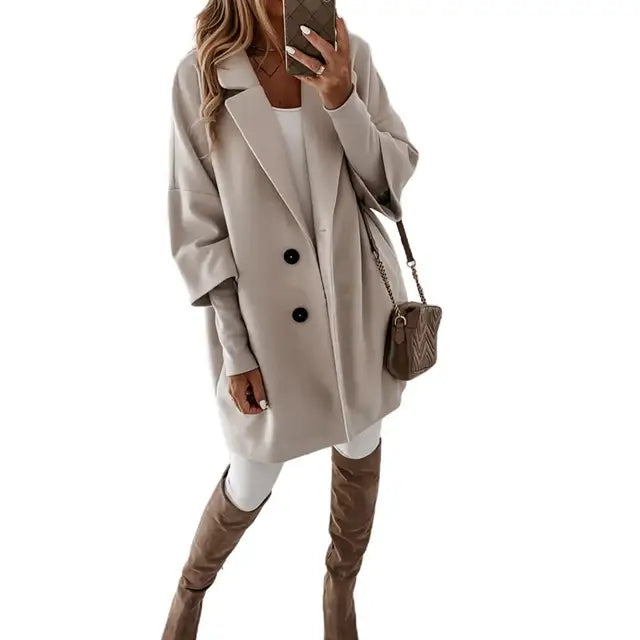 Angelina - Stylish Long Jacket with 3/4 Sleeves