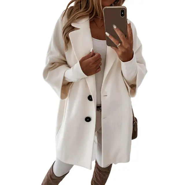 Angelina - Stylish Long Jacket with 3/4 Sleeves