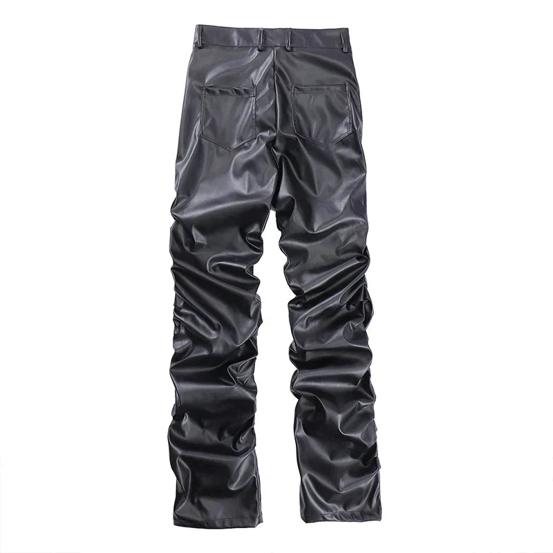 Pleated leather trousers