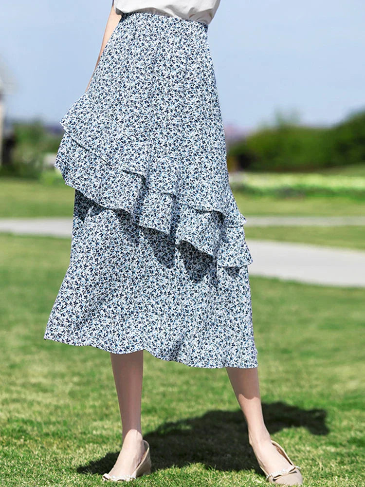 Summery floral pleated skirt