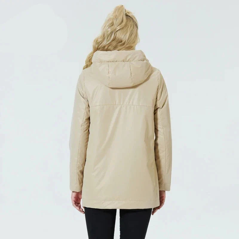 Women's windproof hooded jacket with cosy inside pockets