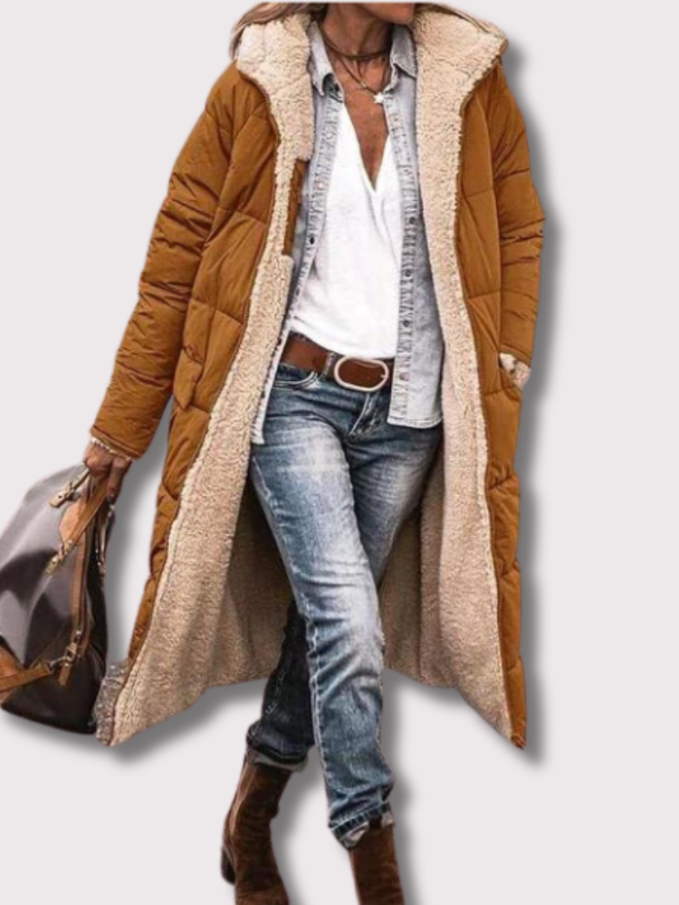 Reversible long sherpa long coat