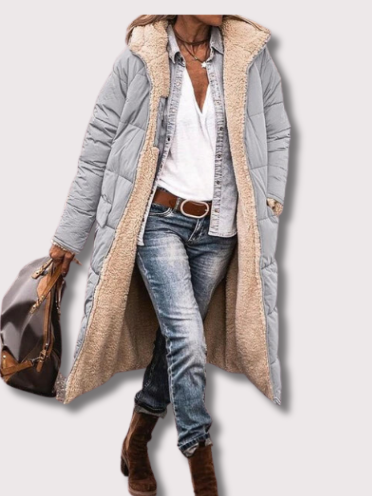 Reversible long sherpa long coat