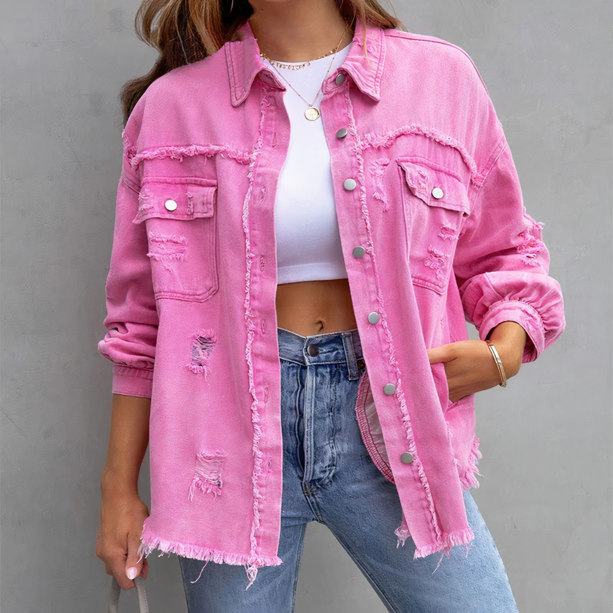 Alana - casual ripped denim chic jacket