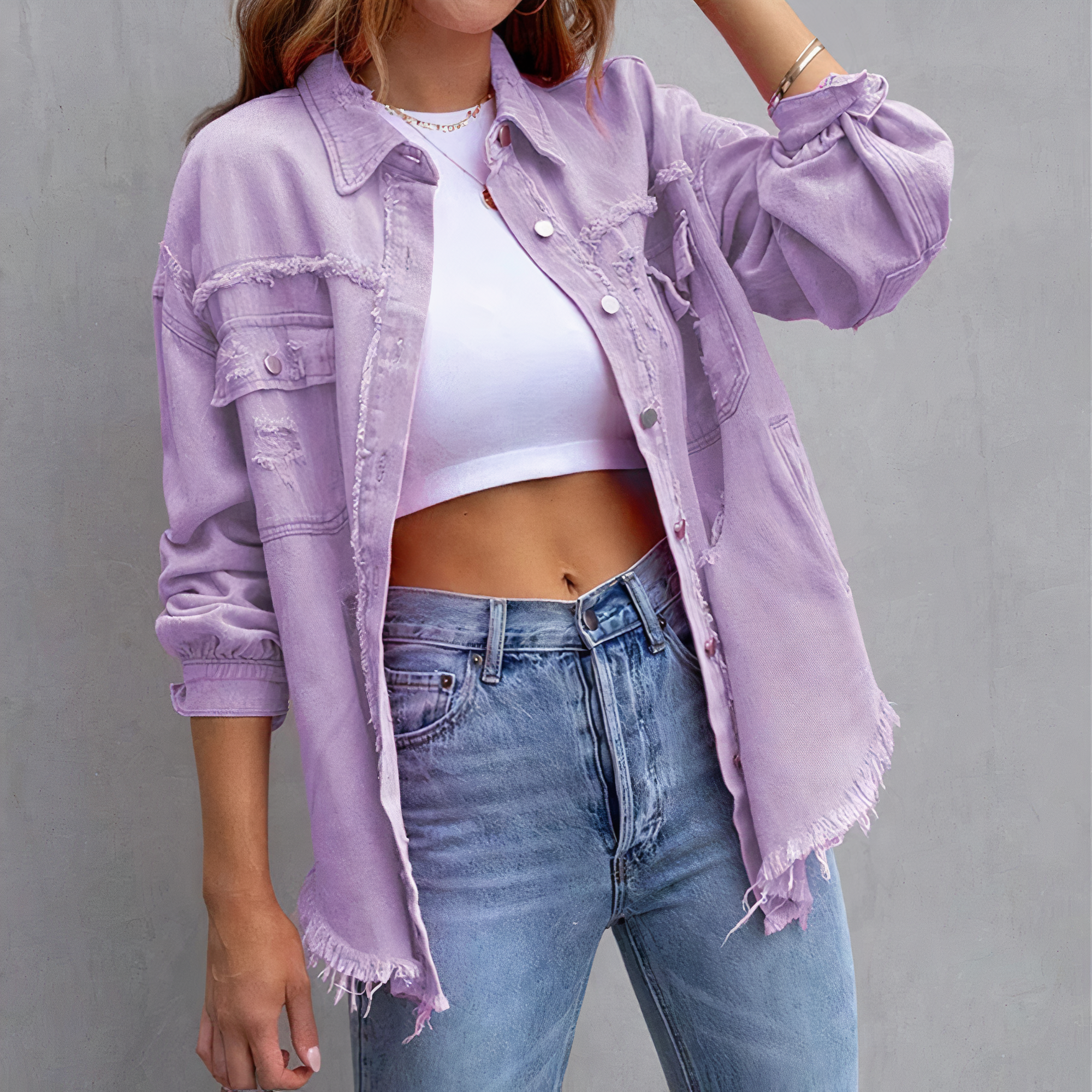 Alana - casual ripped denim chic jacket