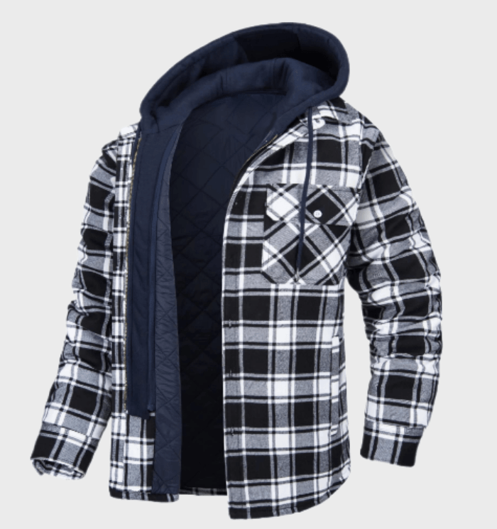 Winter jacket with checked pattern for men