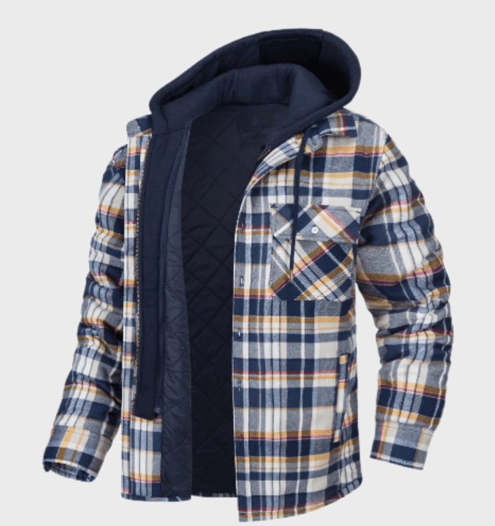 Winter jacket with checked pattern for men