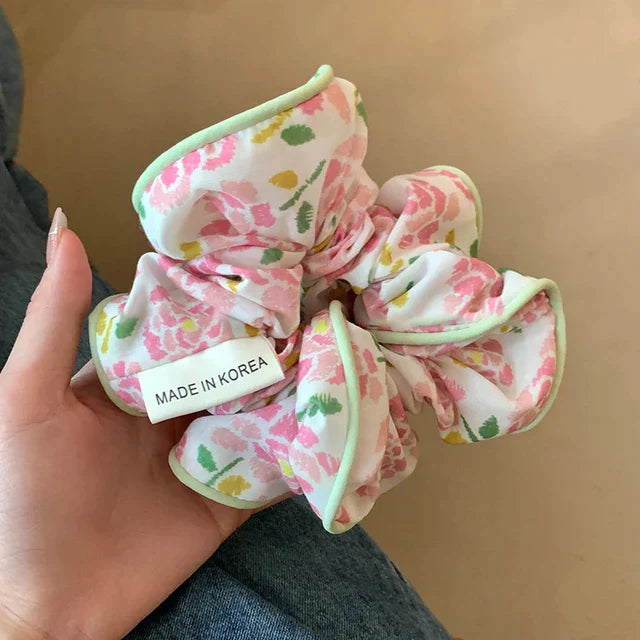 Floral fabric hair ties with elastic band