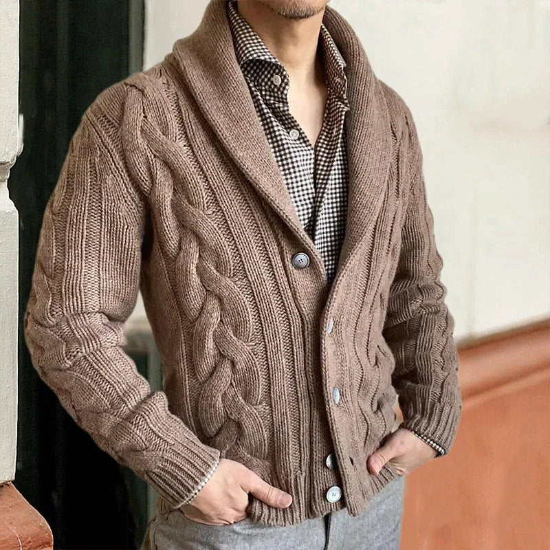 Warm men's cardigan for fall and winter