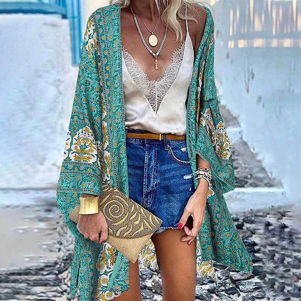 Boho kimono-style throw