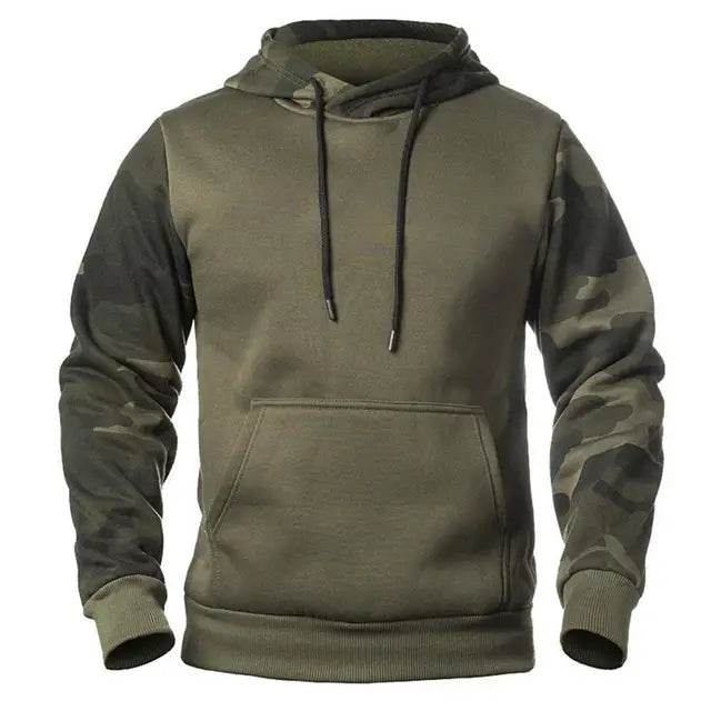 Hoodie with camouflage pattern sleeves