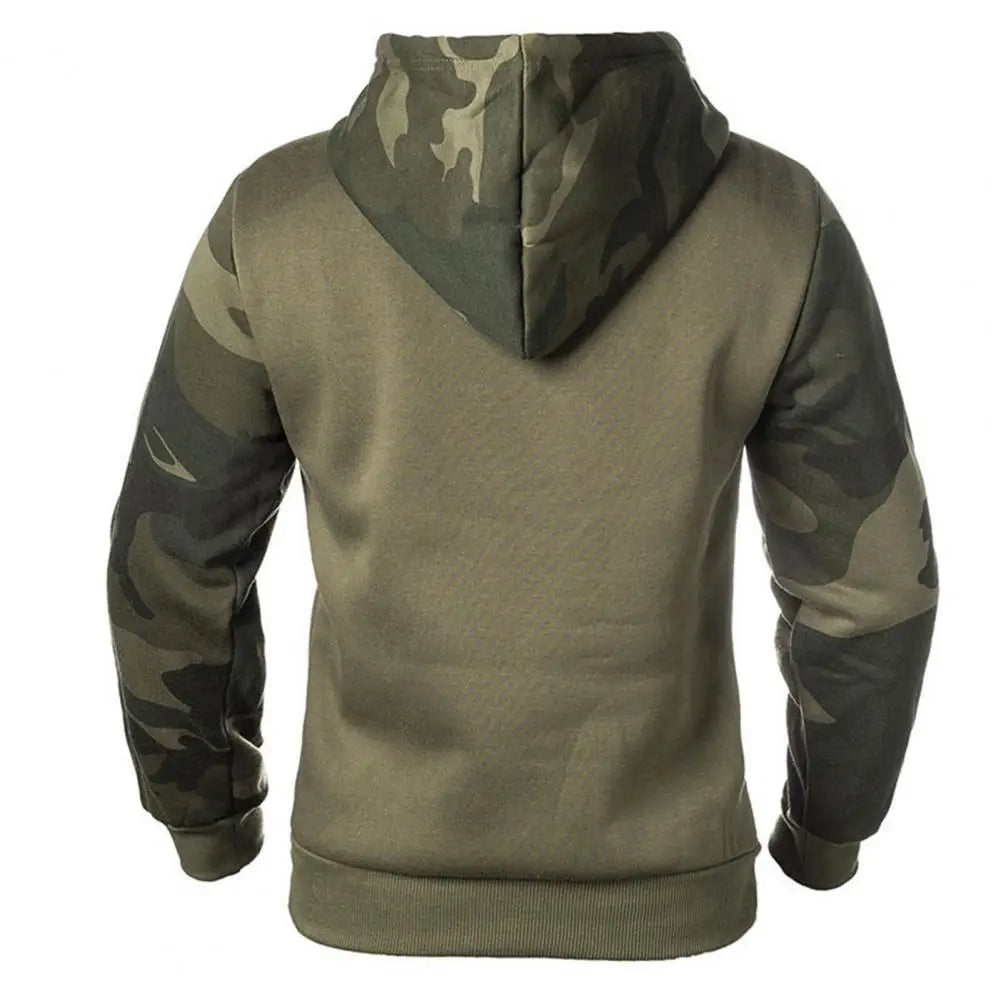 Hoodie with camouflage pattern sleeves