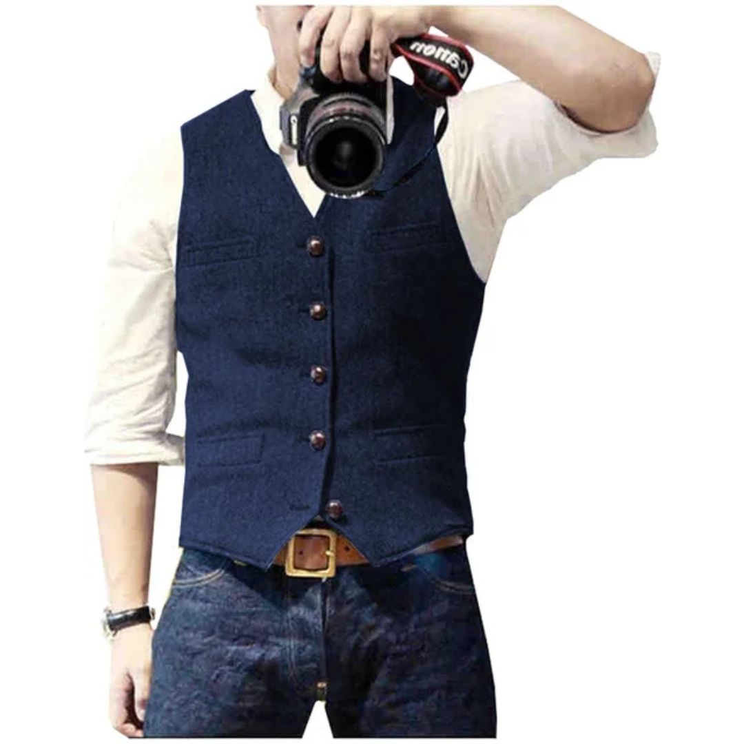 Men's Herringbone Tweed Suit Vest