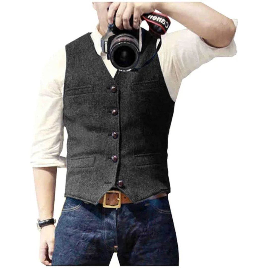 Men's Herringbone Tweed Suit Vest