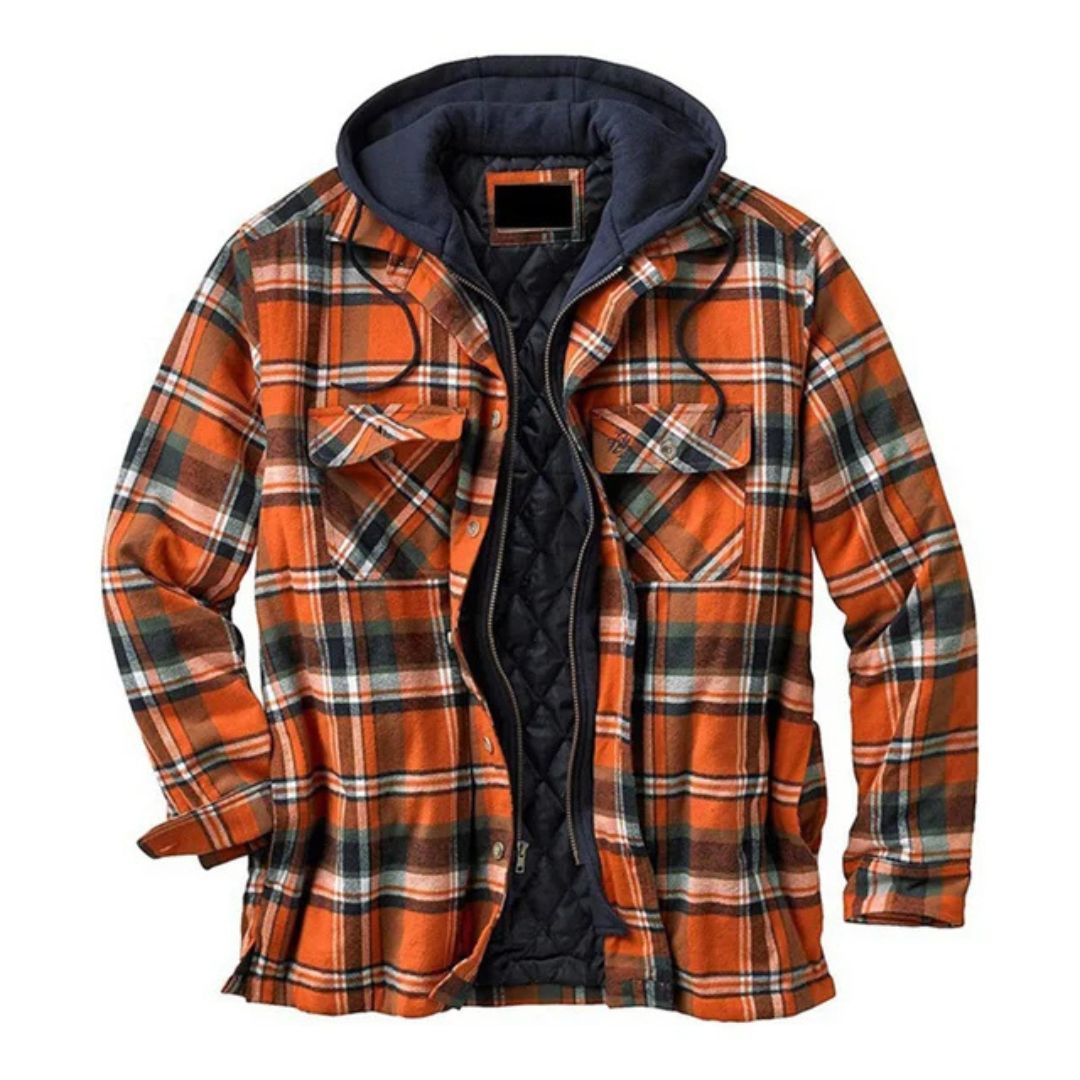 Men's Plaid Full Zip Hooded Jacket