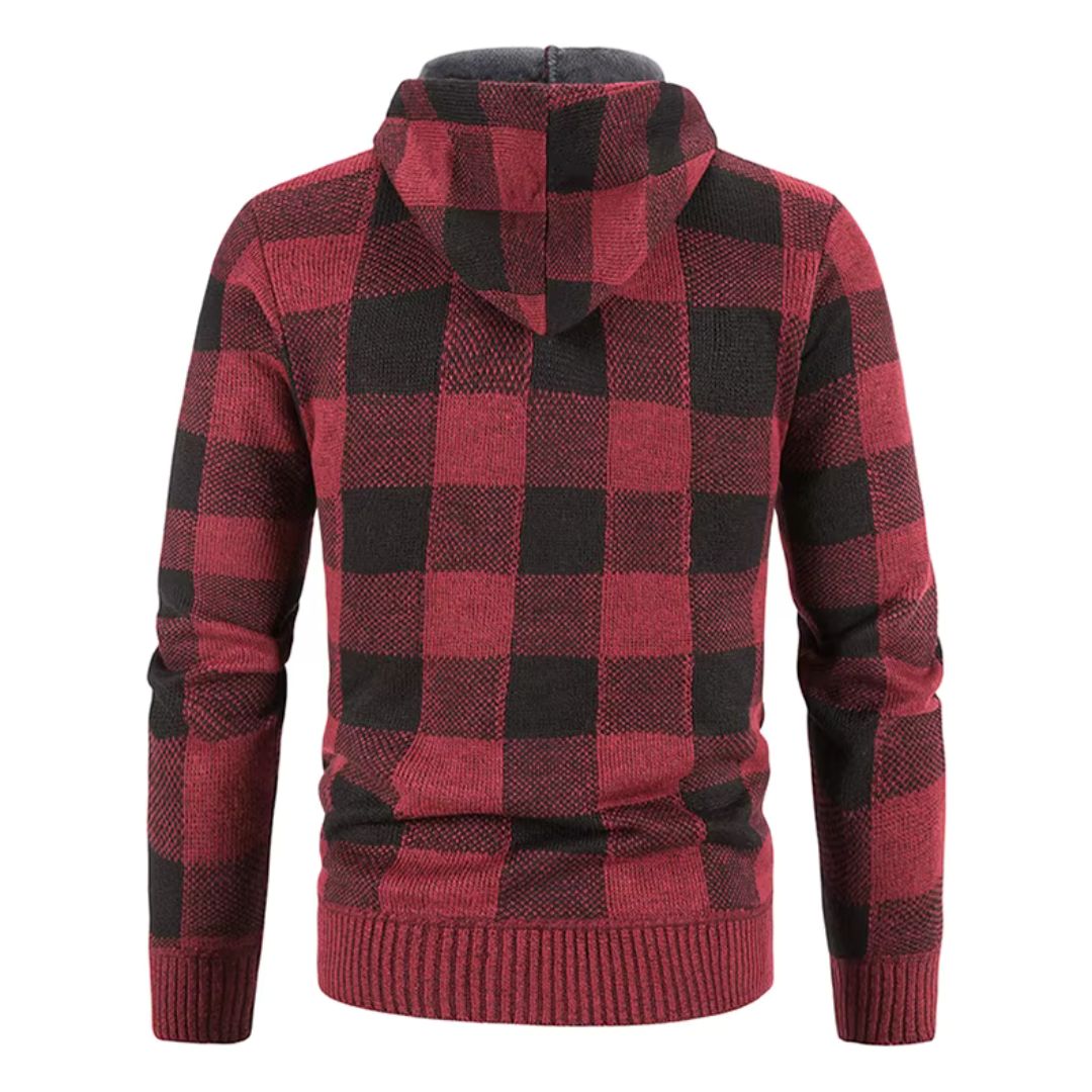 Men's Plaid Hooded Fleece Jacket