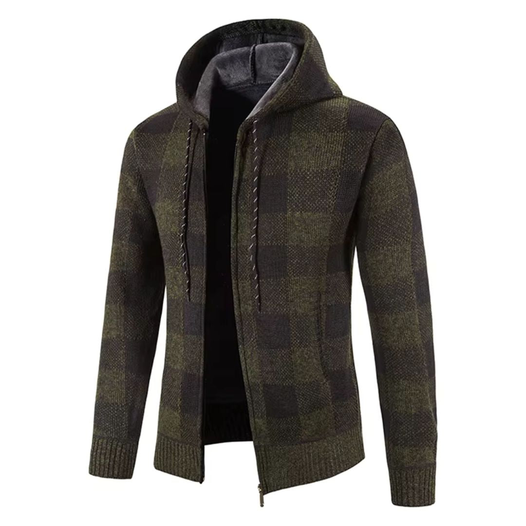 Men's Plaid Hooded Fleece Jacket