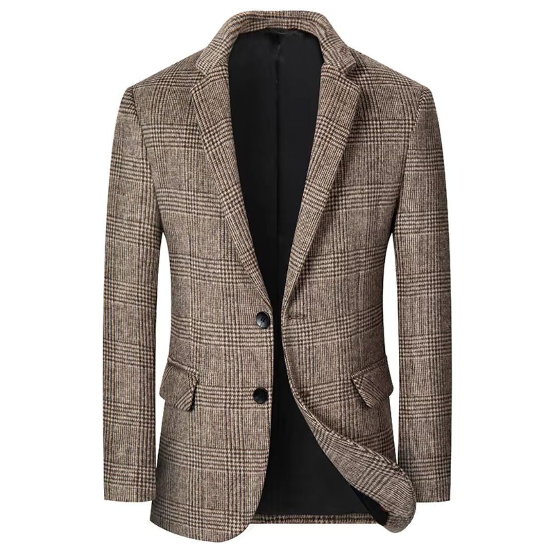 Men's Plaid Woolen Blazer Jacket