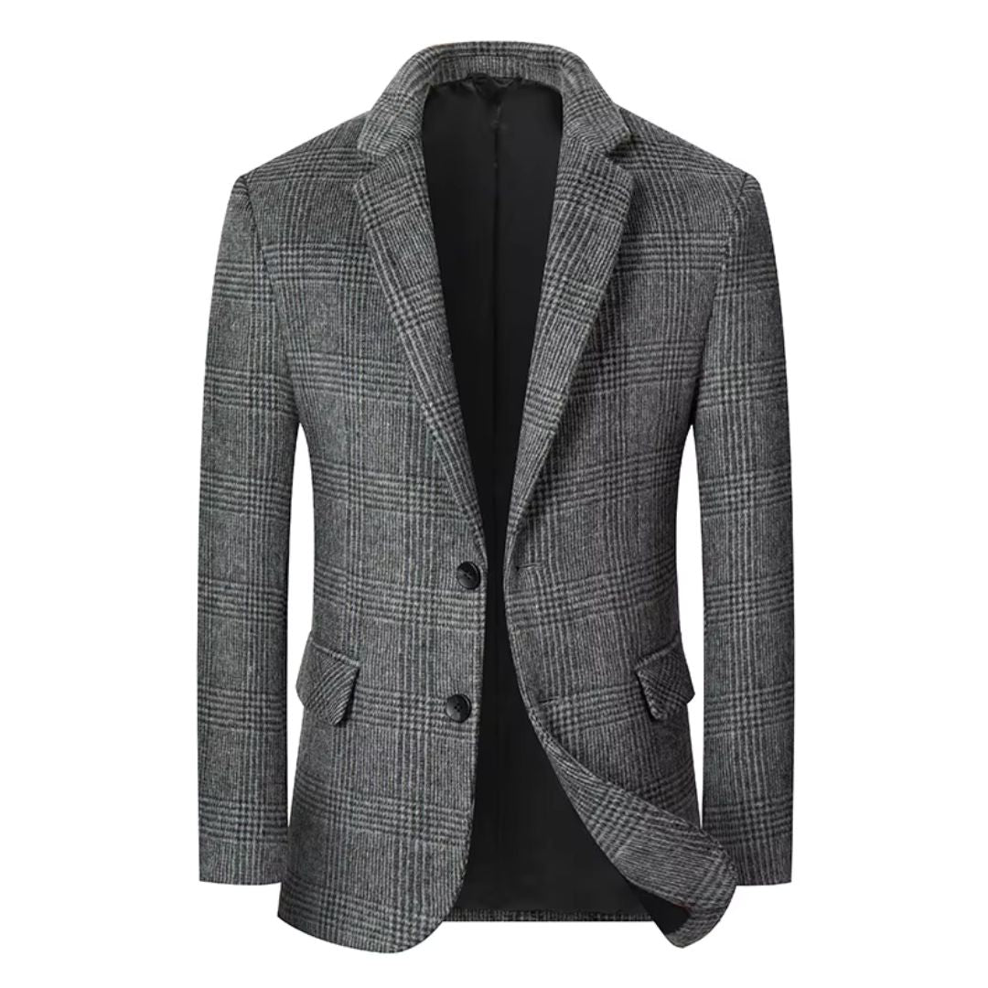 Men's Plaid Woolen Blazer Jacket