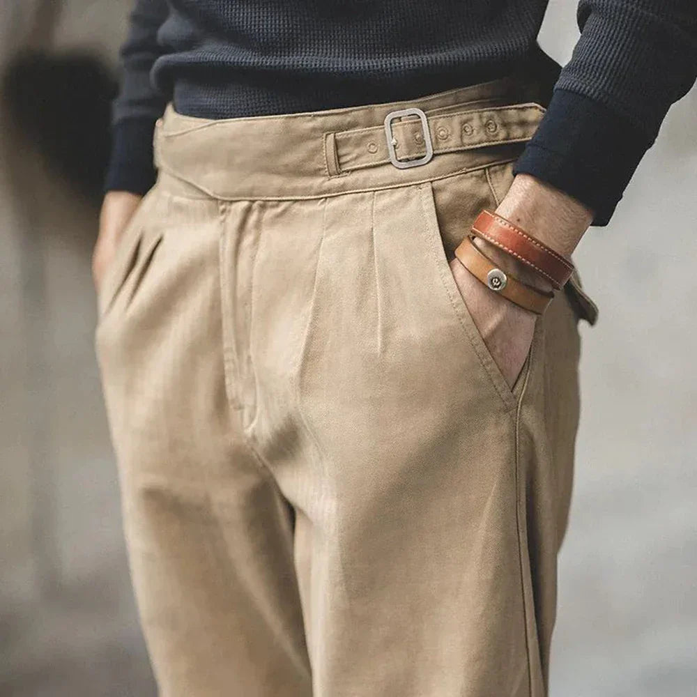 Trousers with pleated front