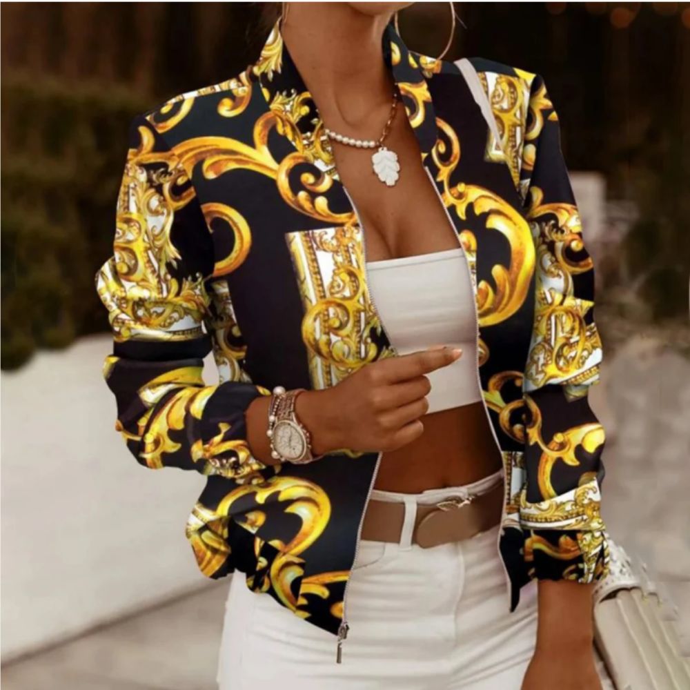 Isabella - retro bomber jacket with print