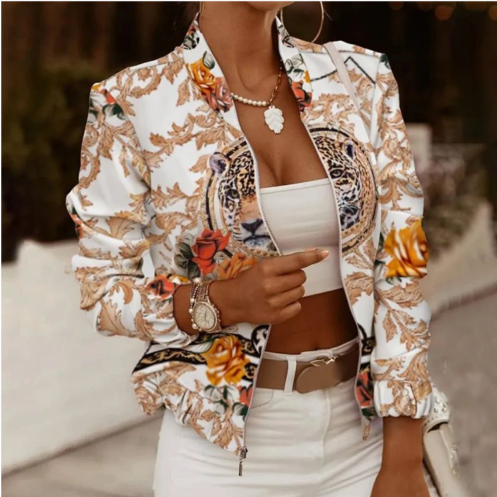 Isabella - retro bomber jacket with print