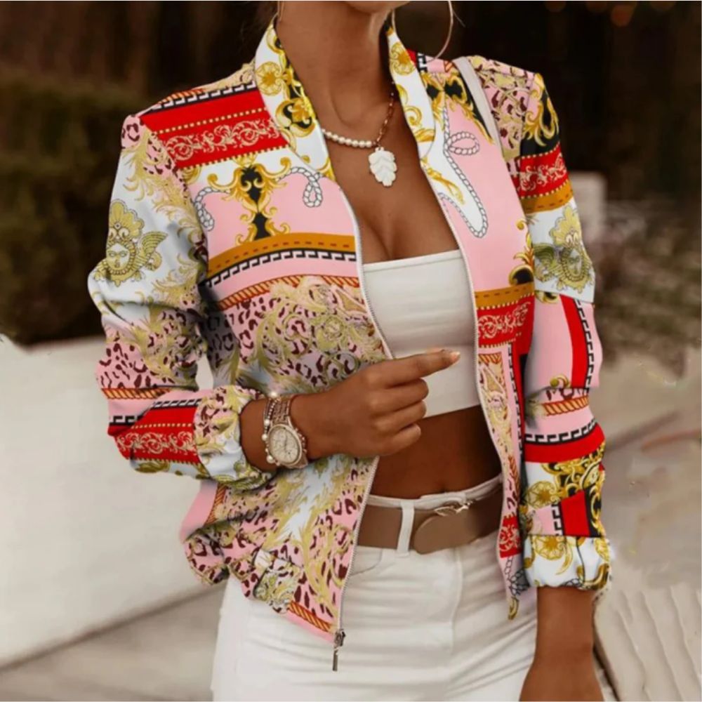 Isabella - retro bomber jacket with print