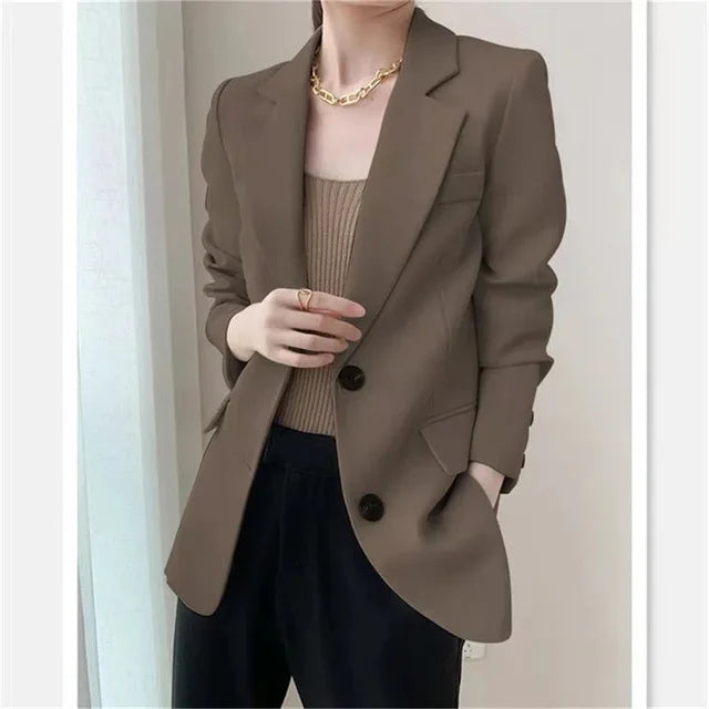 Women's slim fit single-breasted blazer for casual and office wear